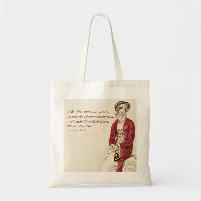 Jane Austen Christmas Tote Bag (Front)