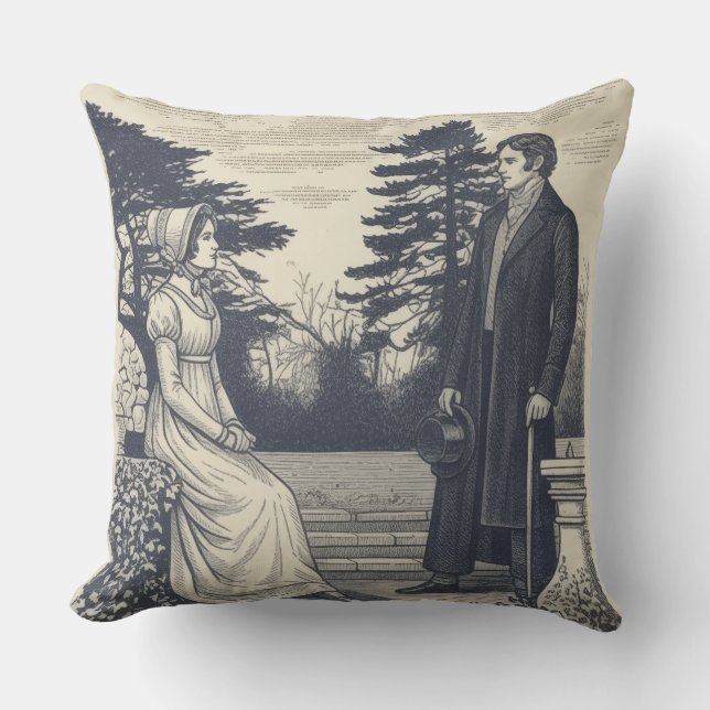 Jane Austen couples Throw Pillow (Front)