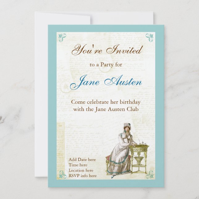 Jane Austen Custom Announcements (Front)