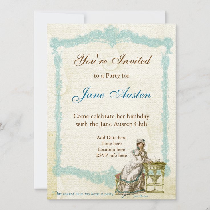 Jane Austen Custom Invitations | Zazzle