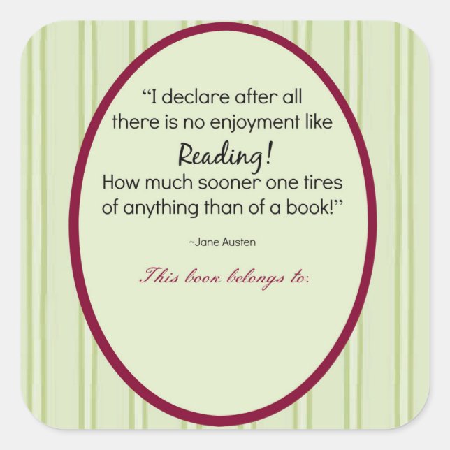 Jane Austen Customized Bookplate (Front)