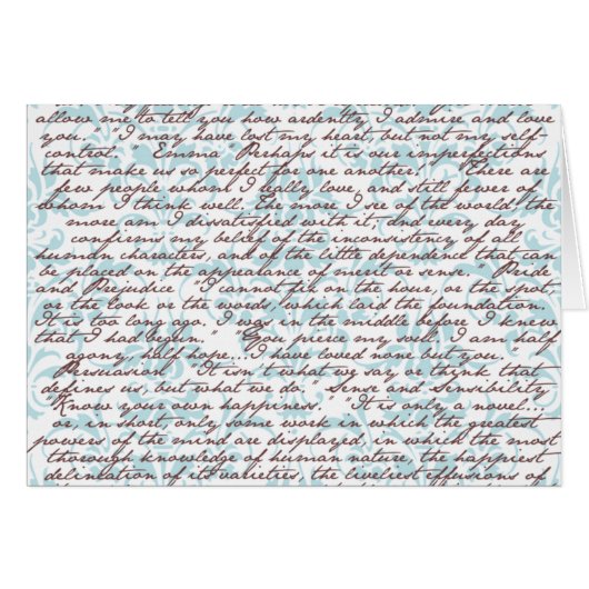 Jane Austen Damask Cards (Front Horizontal)
