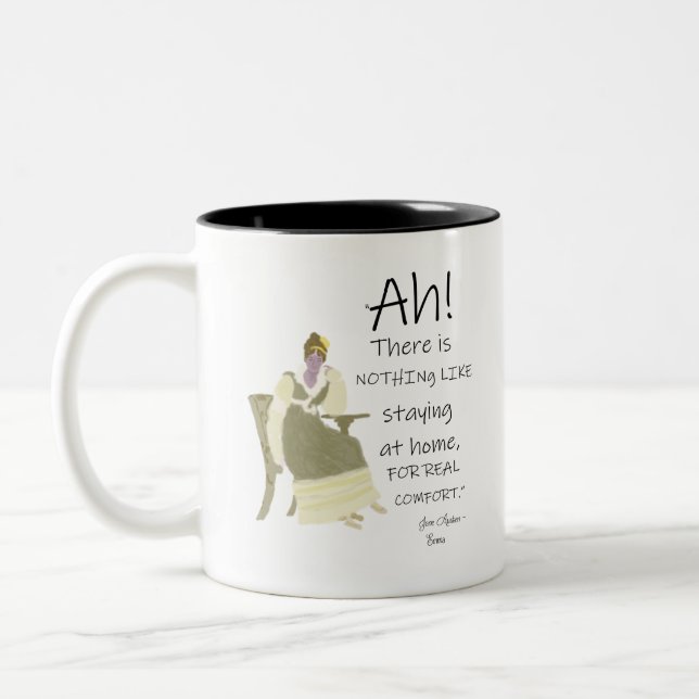 Jane Austen Emma Comfort Quote Two-Tone Coffee Mug (Left)