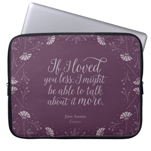 Jane Austen Emma Purple Floral Love Quote Laptop Sleeve