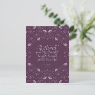 Jane Austen Emma Purple Floral Love Quote Postcard