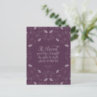 Jane Austen Emma Purple Floral Love Quote Postcard