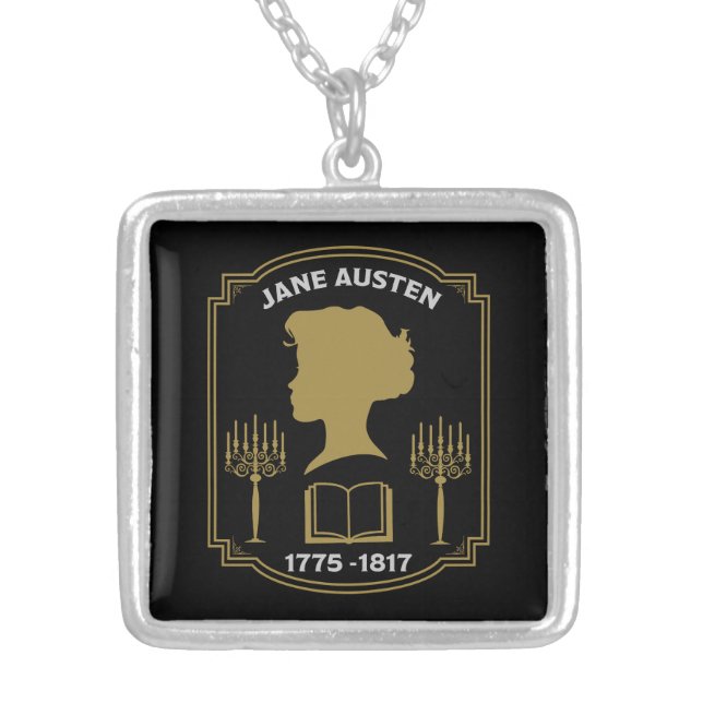 Jane Austen English Novelist Silver Plated Necklace (Front)