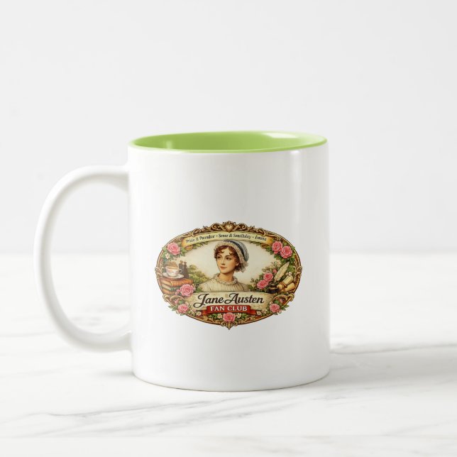 Jane Austen Fan club Two-Tone Coffee Mug (Left)