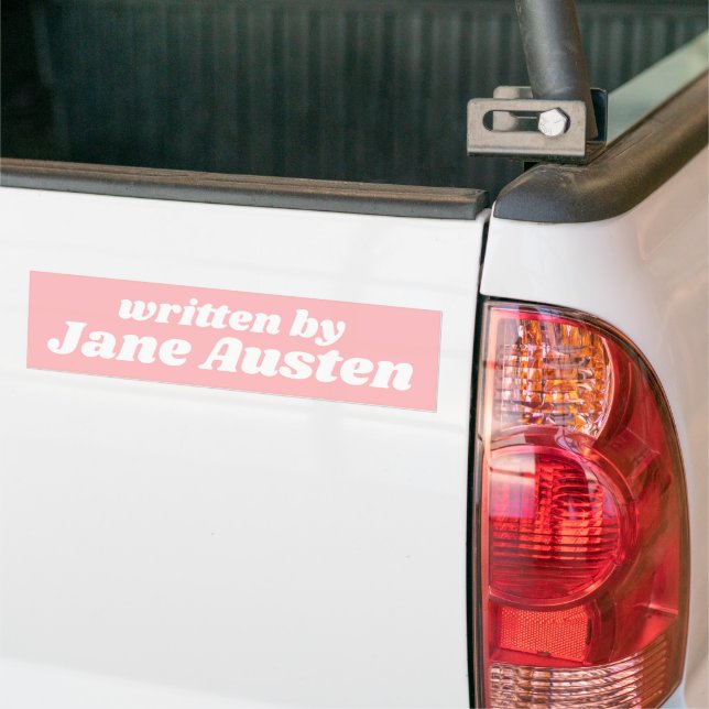 Jane Austen Favorite Author Girly Pastel Pink Bumper Sticker (On Truck)