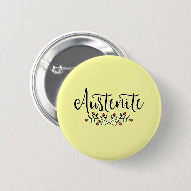 Jane Austen Floral Austenite Button (Front & Back)