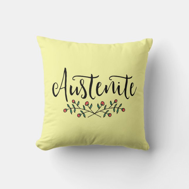 Jane Austen Floral Austenite Throw Pillow (Front)