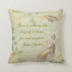 Jane Austen Floral Pillow