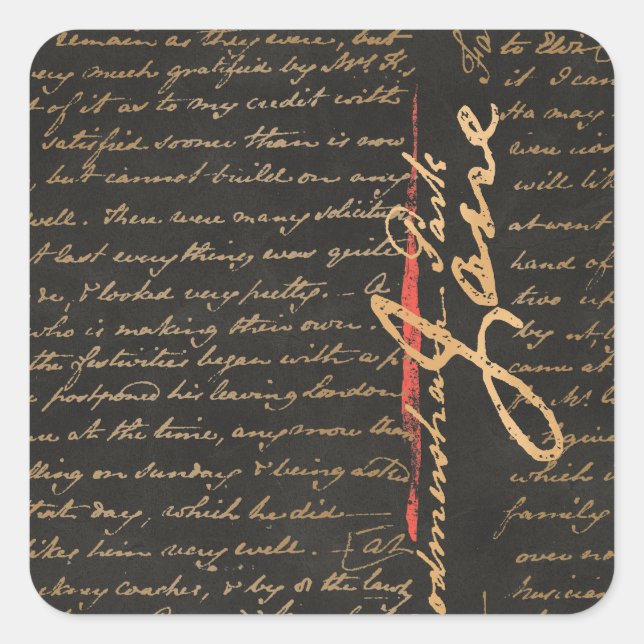 Jane Austen Handwriting Square Sticker (Front)