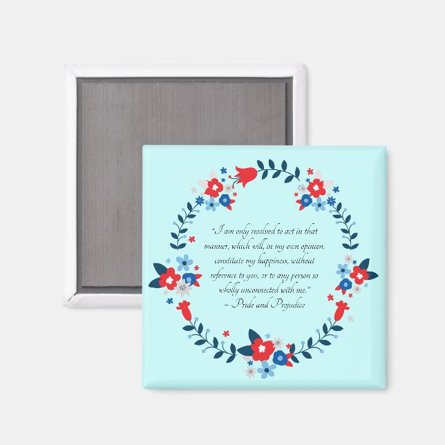 Jane Austen Happiness Quote, Pride and Prejudice Magnet (Front/Back)