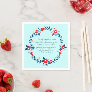 Jane Austen Happiness Quote, Pride and Prejudice Napkins