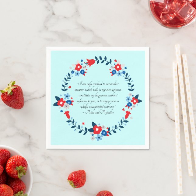 Jane Austen Happiness Quote, Pride and Prejudice Napkins (Insitu)