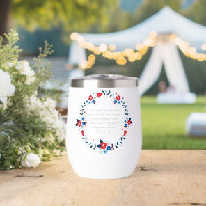 Jane Austen Happiness Quote, Pride and Prejudice Thermal Wine Tumbler