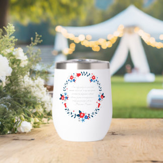 Jane Austen Happiness Quote, Pride and Prejudice Thermal Wine Tumbler