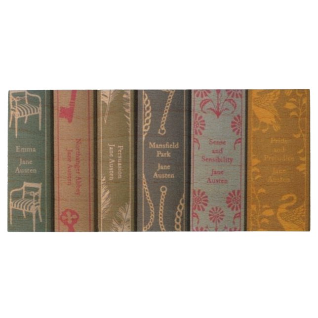 Jane Austen & her books SB Wooden Flash Drive (Back)