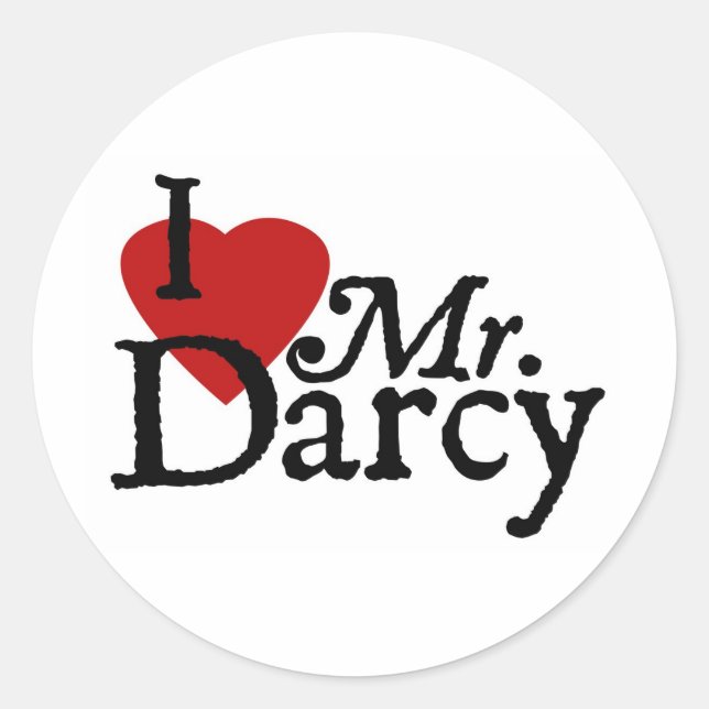 Jane Austen I LOVE Mr. Darcy Classic Round Sticker (Front)