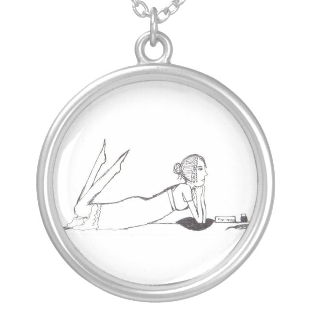 Jane Austen inking Pride and prejudice Silver Plated Necklace (Front)
