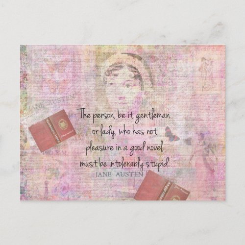 Jane Austen  Intolerably Stupid quote humor Postcard