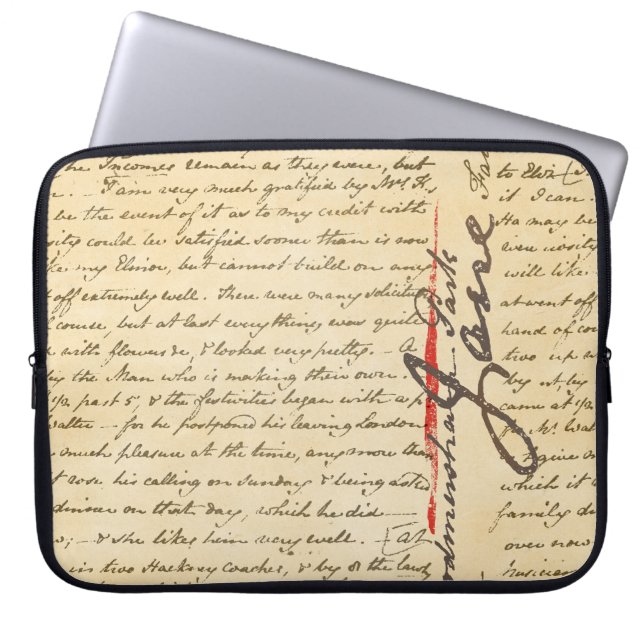 Jane Austen Letter Laptop Sleeve (Front)
