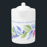 Jane Austen Motto Floral Teapot<br><div class="desc">Jane Austen Motto Floral Teapot: "It is a Truth Universally Acknowledged that a Reader of Jane Austen Must Be in Need of Tea :)" Jane Austen Motto Handpainted Floral Teapot, ideal for all Jane Austen fans. Surely, any Jane Austen reader must be in want of a teapot! Flowers and buds...</div>