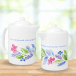 Jane Austen Motto Floral Teapot<br><div class="desc">Jane Austen Motto Floral Teapot: "It is a Truth Universally Acknowledged that a Reader of Jane Austen Must Be in Need of Tea :)" Jane Austen Motto Handpainted Floral Teapot, ideal for all Jane Austen fans. Surely, any Jane Austen reader must be in want of a teapot! Flowers and buds...</div>