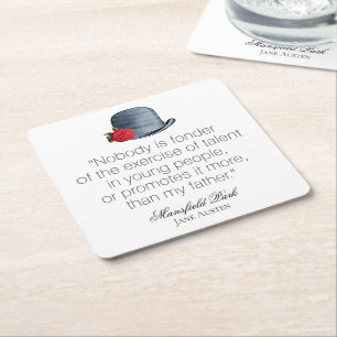 Jane Austen - My Father - Vintage Hat Square Paper Coaster