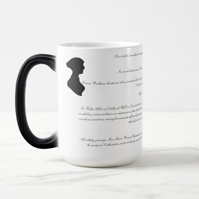 Jane Austen Novels' First LInes Color Morph Mug (Left)