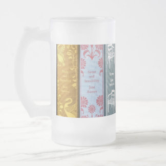 Jane Austen Novels Frosted Glass Beer Mug