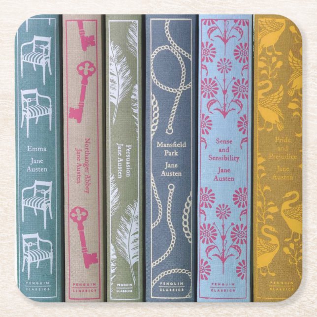 Jane Austen Novels  Square Paper Coaster (Front)