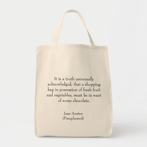 Jane Austen Paraphrased Shopping Bag
