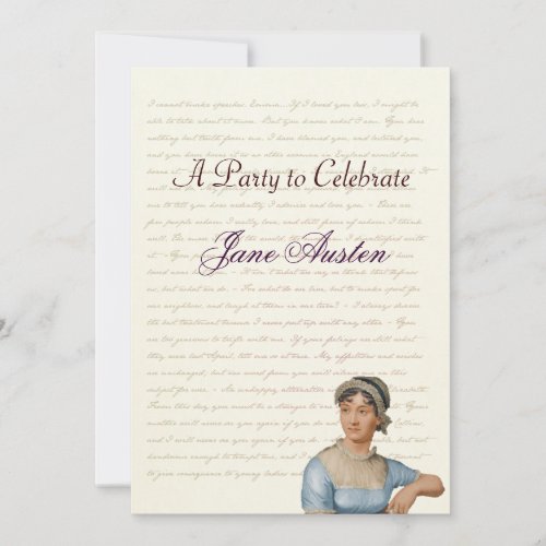 Jane Austen Party Birthday Celebration Quotes Invitation