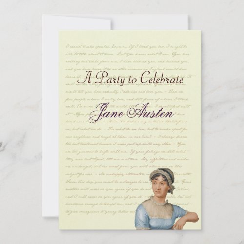Jane Austen Party Birthday Celebration Quotes Invitation