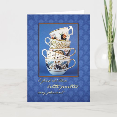 Jane Austen Party Tea Cups Blank Greeting Card