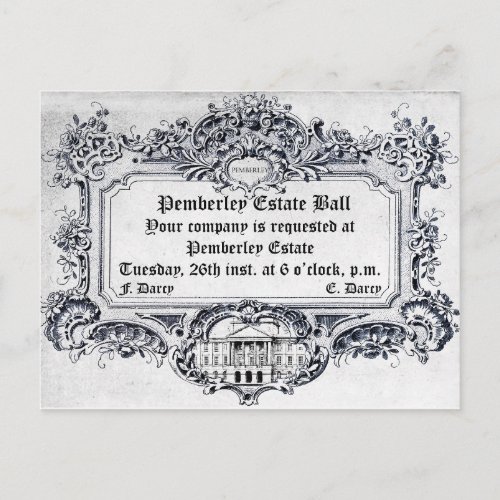 Jane Austen Pemberley Estate Ball Postcard