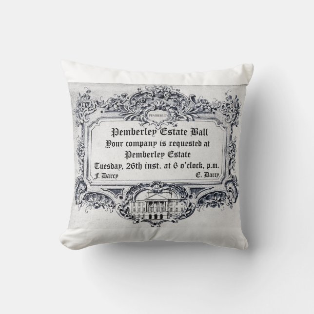 Jane Austen: Pemberley Estate Ball Throw Pillow (Front)