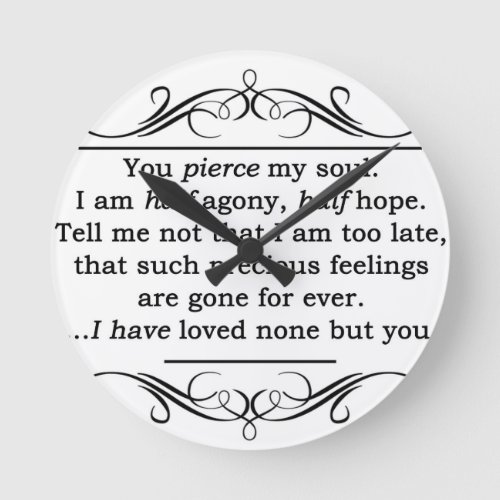 Jane Austen Persuasion Quote Round Clock