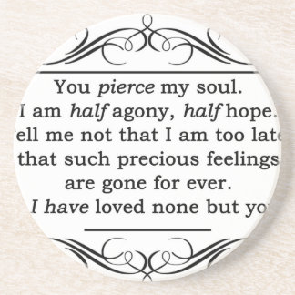 Jane Austen Persuasion Quote Sandstone Coaster