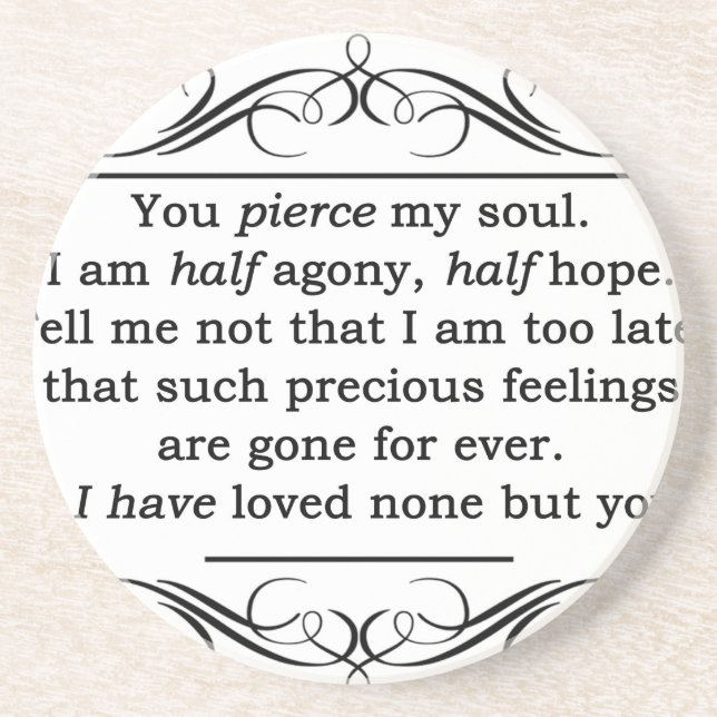 Jane Austen Persuasion Quote Sandstone Coaster (Front)
