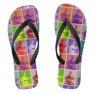 Jane Austen pop art colorful Flip Flops