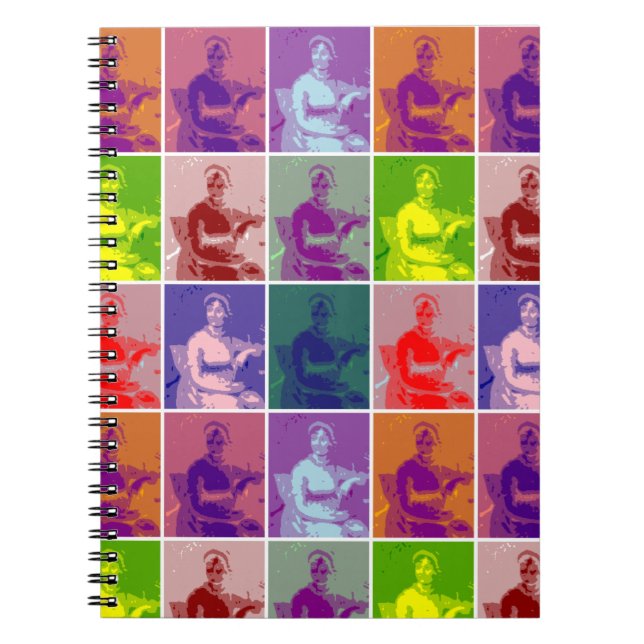Jane Austen pop art colorful  Notebook (Front)