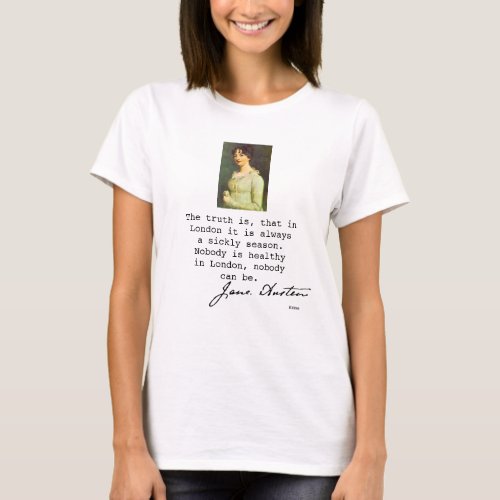 Jane Austen portrait and Emma book quote T_Shirt