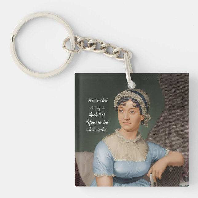 Jane Austen portrait and quote Keychain (Front)
