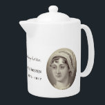Jane Austen Portrait and Quote ...Nothing but tea Teapot<br><div class="desc">'But indeed I would rather have nothing but tea.' Jane Austen - Mansfield Park 2017 marks the 200th anniversary of Jane Austen's death. What better time to indulge your Janeitism, and show your love of the author of the timeless novels Sense and Sensibility, Pride and Prejudice, Mansfield Park, and Emma,...</div>
