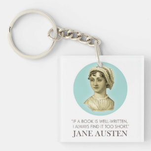 Jane Austen Portrait and Quote on Reading Keychain