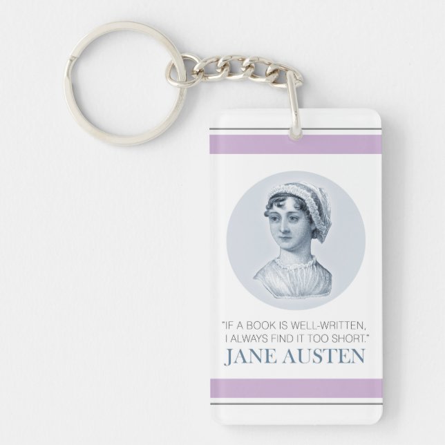 Jane Austen Portrait and Quote on Reading Keychain (Front)