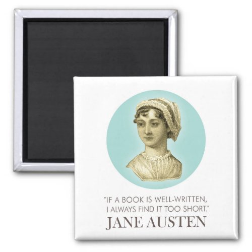 Jane Austen Portrait and Quote on Reading Magnet